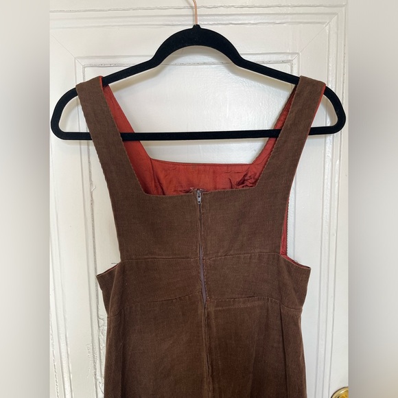 SOLD 1970s Vintage Handmade Corduroy Pinafore Dress - Picture 9 of 10